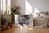 Sinus Art Wandbild 120x80cm Geschwungene schwarze Linien auf weißem Grund mit Farbverläufen und Textur