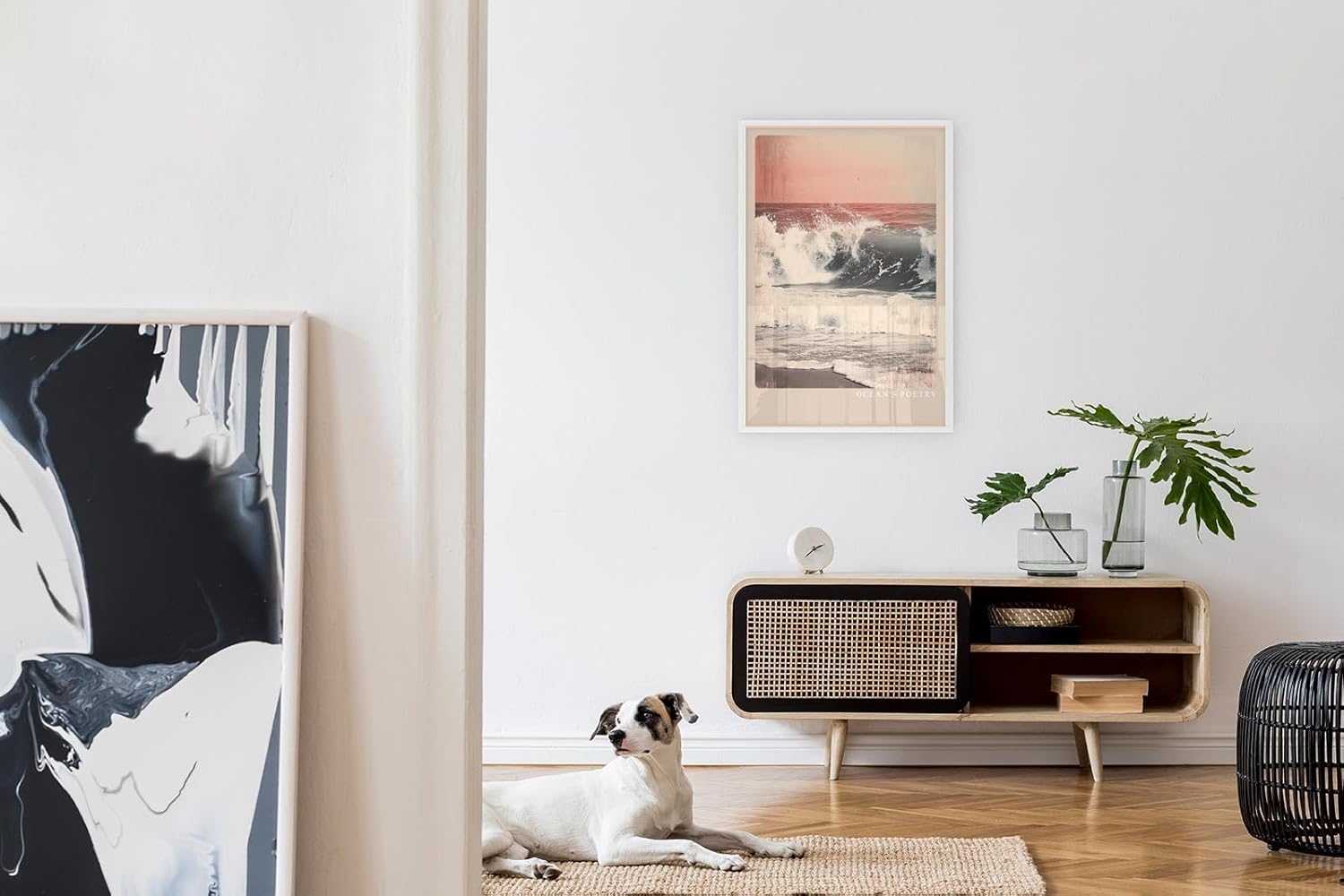 Paul Sinus Leinwandbild 80x120cm Ozeanpoesie – Kraftvolle Meereswelle mit sanften Pastelltönen und Vintage-Charme für eine harmonische Raumwirkung