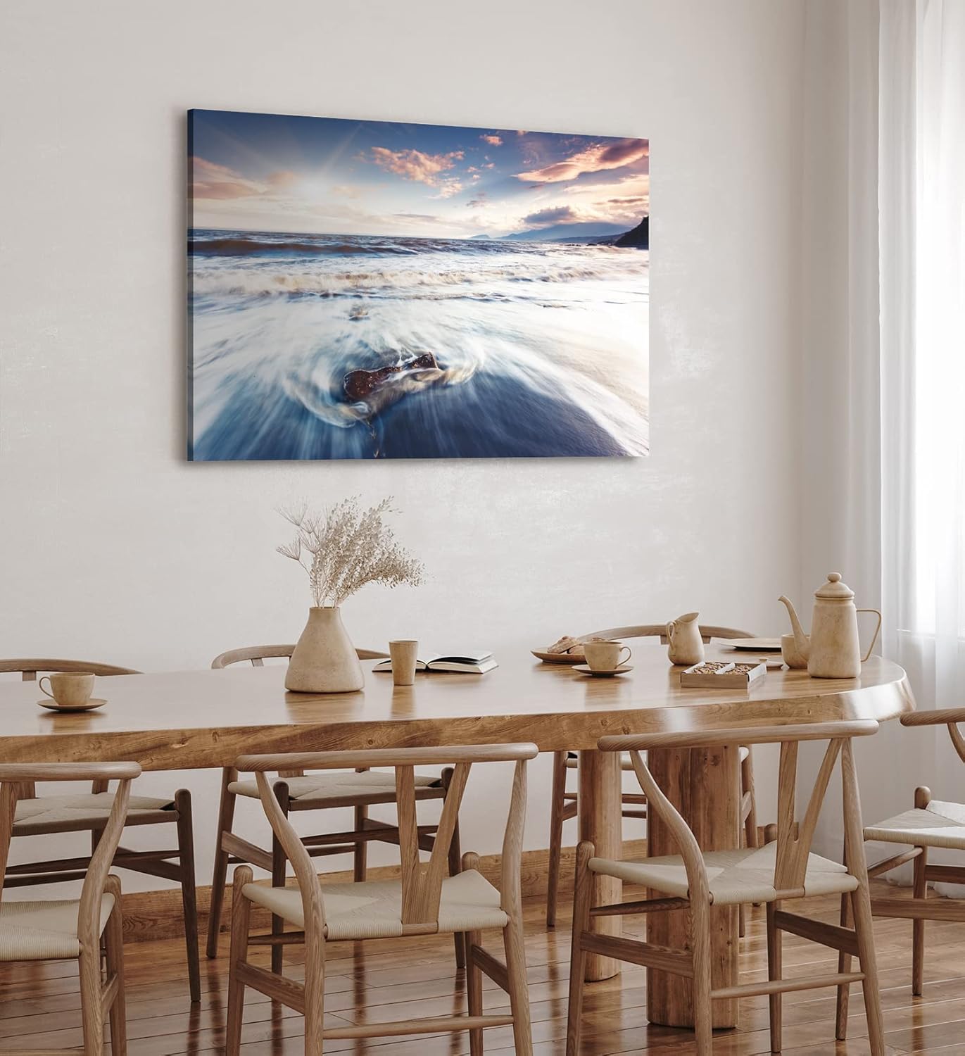 Paul Sinus Wandbild 120x80cm Meer Wellen Strand Himmel Natur Horizont Sonnenstrahl