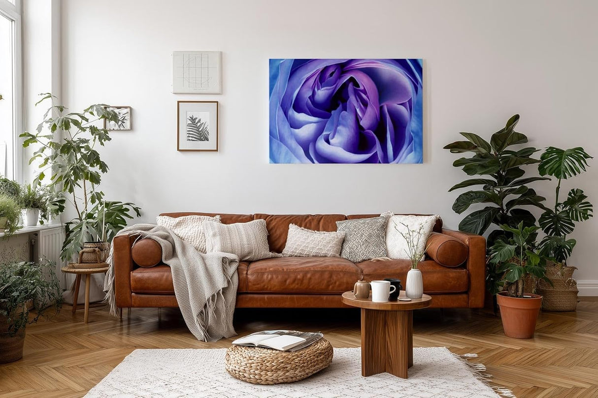 Sinus Art Wandbild 120x80cm Faszinierende Blütenwirbel in violetten und blauen Farbtönen mit edler Ausstrahlung