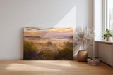 Sinus Art Wandbild 120x80cm Tempel im Morgendunst – faszinierende Komposition aus Kultur, Natur und Licht