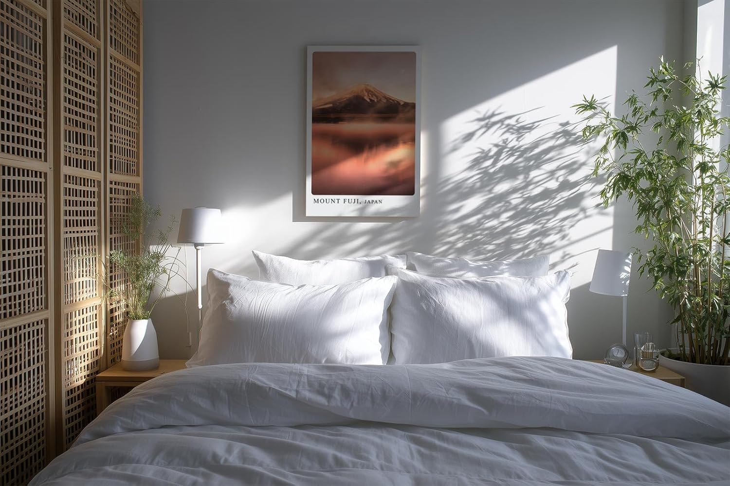 Paul Sinus Kunstdruck 40x60cm Mount Fuji mit rosa Himmel und Wasserspiegelung am Abend