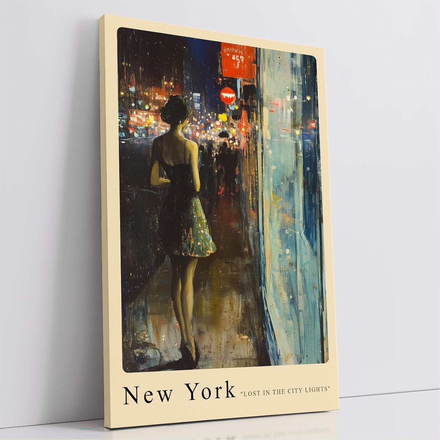 Paul Sinus Leinwandbild 60x90cm Leinwandbild New York City Nachtleben urbane Eleganz moderne Kunst geheimnisvolle Atmosphäre Lichter der Stadt