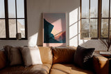 Paul Sinus Wandbild in 40x60cm The Last Light – Abstraktes Bergmotiv in sanften Rosaund Blautönen für moderne Wohnräume