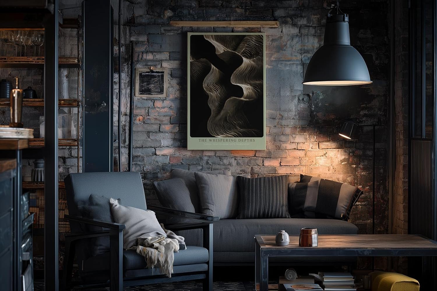 Paul Sinus Wandbild in 40x60cm The Whispering Depths – Organische Linienformen in Gold-Braun-Tönen mit tiefer plastischer Wirkung