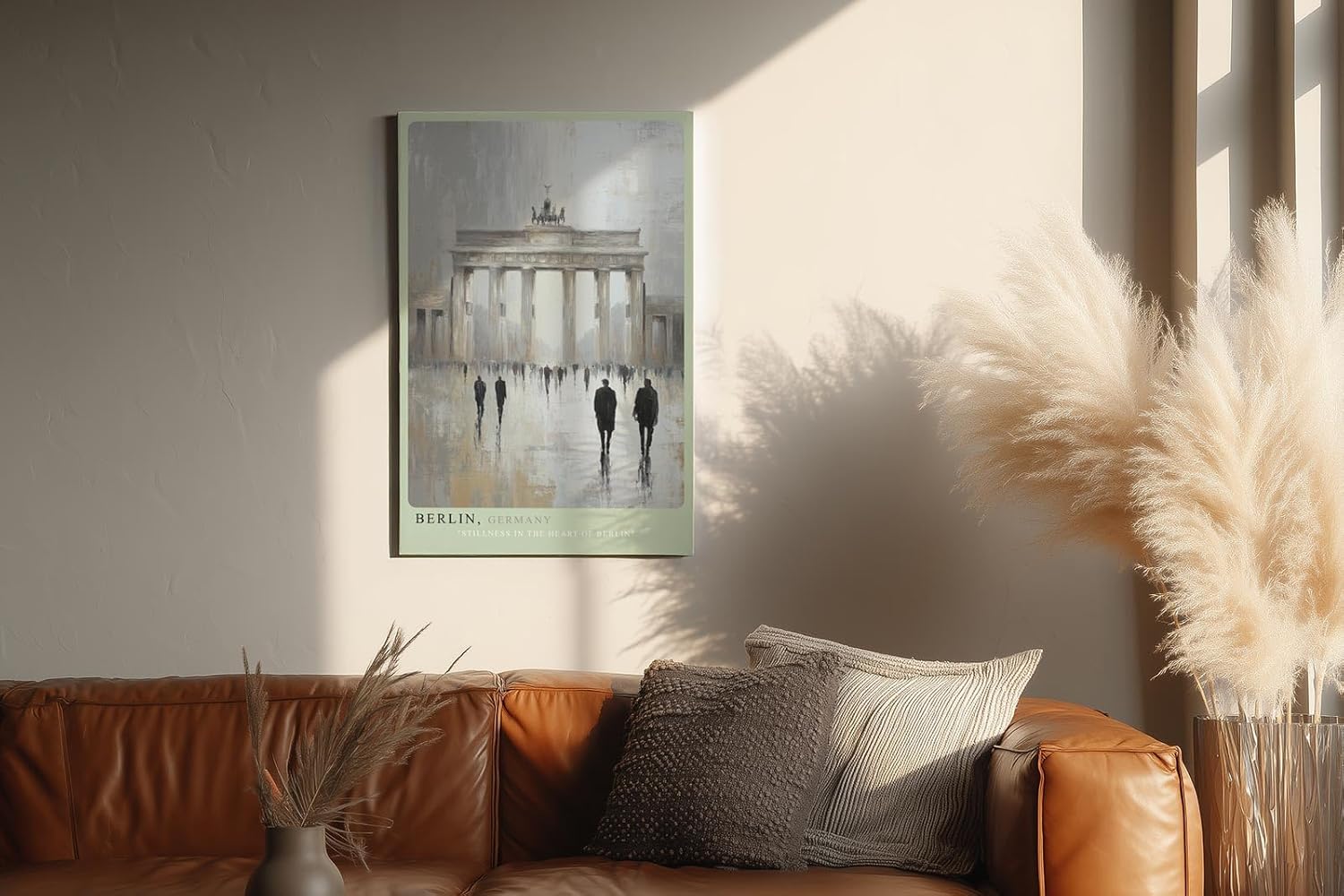 Paul Sinus Wandbild in 40x60cm Berlin Germany Brandenburger Tor in impressionistischem Stil mit Figuren in regennasser Straße