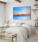 Paul Sinus Wandbild 120x80cm Sonnenuntergang Abendröte Fels Strand Meer Horizont Insel