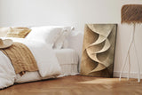 Paul Sinus 60x90cm Wandbild, Eindrucksvolle Eleganz in Spirale – Abstrakte Kunst in Braun und Creme
