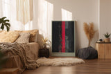 Paul Sinus Wandbild in 40x60cm The Red Scar – Abstraktes Kunstwerk mit intensivem rotem Streifen auf dunklem Grund