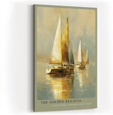 Paul Sinus Wandbild in 40x60cm The Golden Regatta – Segelboote im warmen Licht auf ruhigem Wasser