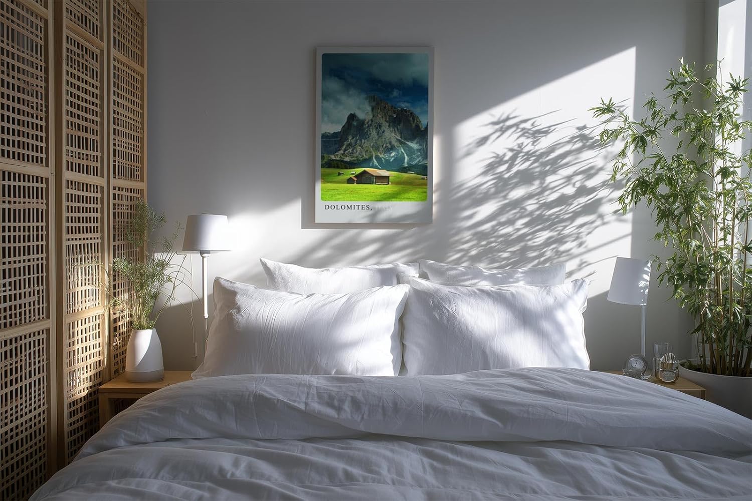 Paul Sinus Kunstdruck 40x60cm Dolomiten mit dramatischem Himmel und Almhütten – Alpenpanorama aus Italien