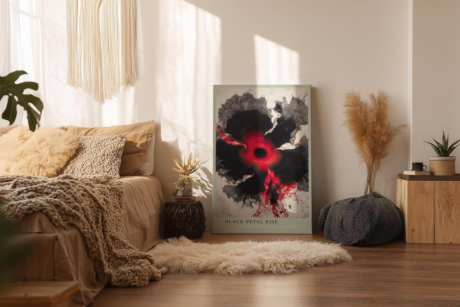 Paul Sinus Wandbild in 40x60cm Black Petal Rise in Rot und Schwarz – Abstrakte Explosion organischer Formen mit intensiver Ausdruckskraft
