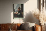 Paul Sinus Wandbild in 40x60cm Waiting in Paris – Ausdrucksstarke Szene einer Frau am Café-Tisch in Paris, nachdenklich ins Straßenleben blickend, moderne Bilder in warmen Farbtönen
