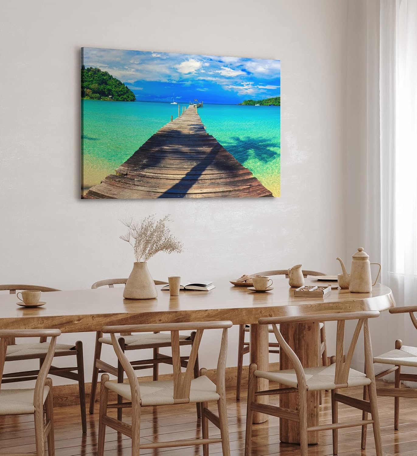 Paul Sinus Wandbild 120x80cm Südseeparadies Meer Thailand Holzsteg Sommer Horizont