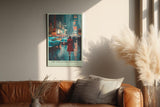 Paul Sinus Wandbild in 40x60cm The Girl in the Red Coat Impressionistische Stadtszene mit Frau im roten Mantel im nächtlichen Times Square