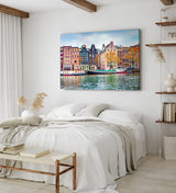 Paul Sinus Wandbild 120x80cm Amsterdam Holland Kanal Boote traditionelle Häuser
