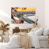 Paul Sinus Wandbild 120x80cm Freiheitsbrücke Budapest Ungarn Kanal Schiffe Sonnenuntergang