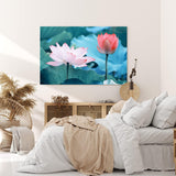 Paul Sinus Wandbild 120x80cm Lotosblume Blume Blüte Kunstvoll Lotos Rosa Wasserblumen