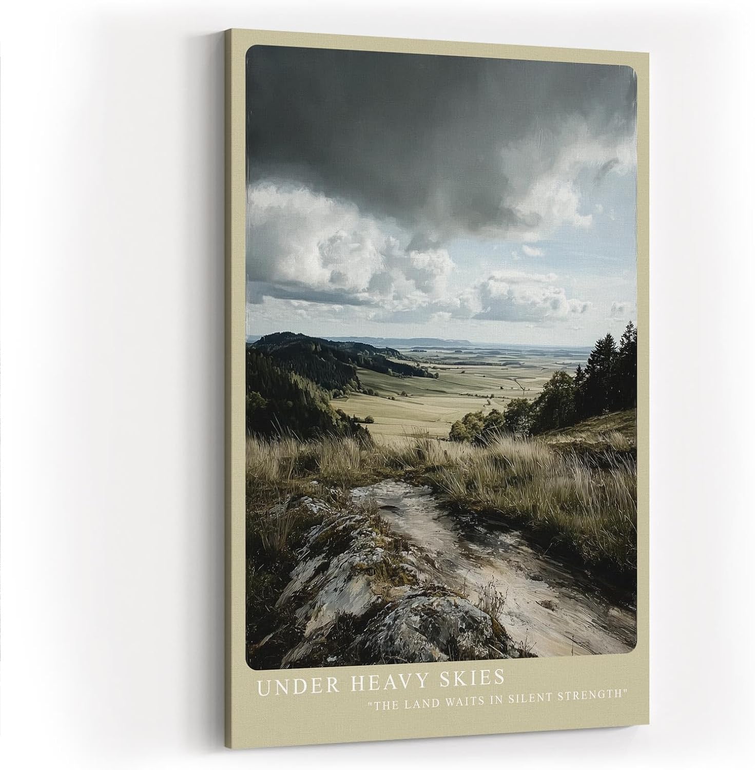 Paul Sinus Wandbild in 40x60cm dramatische Landschaft unter schweren Wolken – stimmungsvolles Naturmotiv für ausdrucksstarke Raumgestaltung