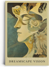 Paul Sinus Leinwandbild 60x90cm Dreamscape Vision – Surreal, Kunst, Fantasie, Traumwelt, Gesicht, Harmonie, Abstrakt, Mystik, Ästhetik, Gold, Struktur