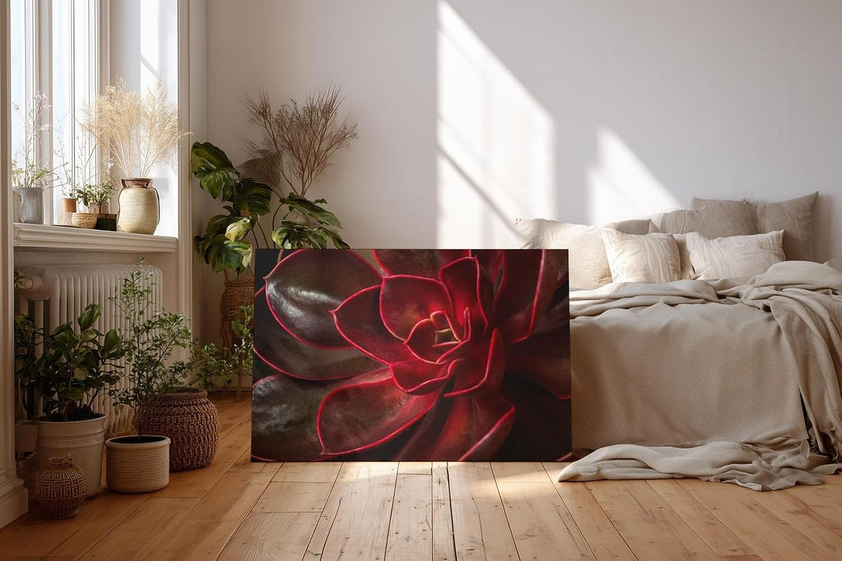 Sinus Art Wandbild 120x80cm Tiefe Rottöne mit natürlichem Glanz und faszinierender Formgebung der Blätter