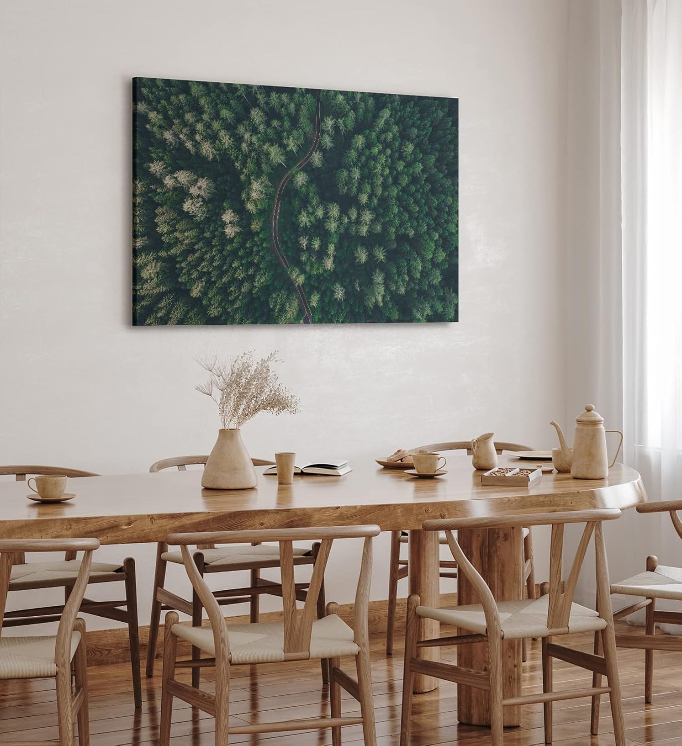 Paul Sinus Wandbild 120x80cm Wald aus der Vogelperspektive Tannenwald Waldstraße