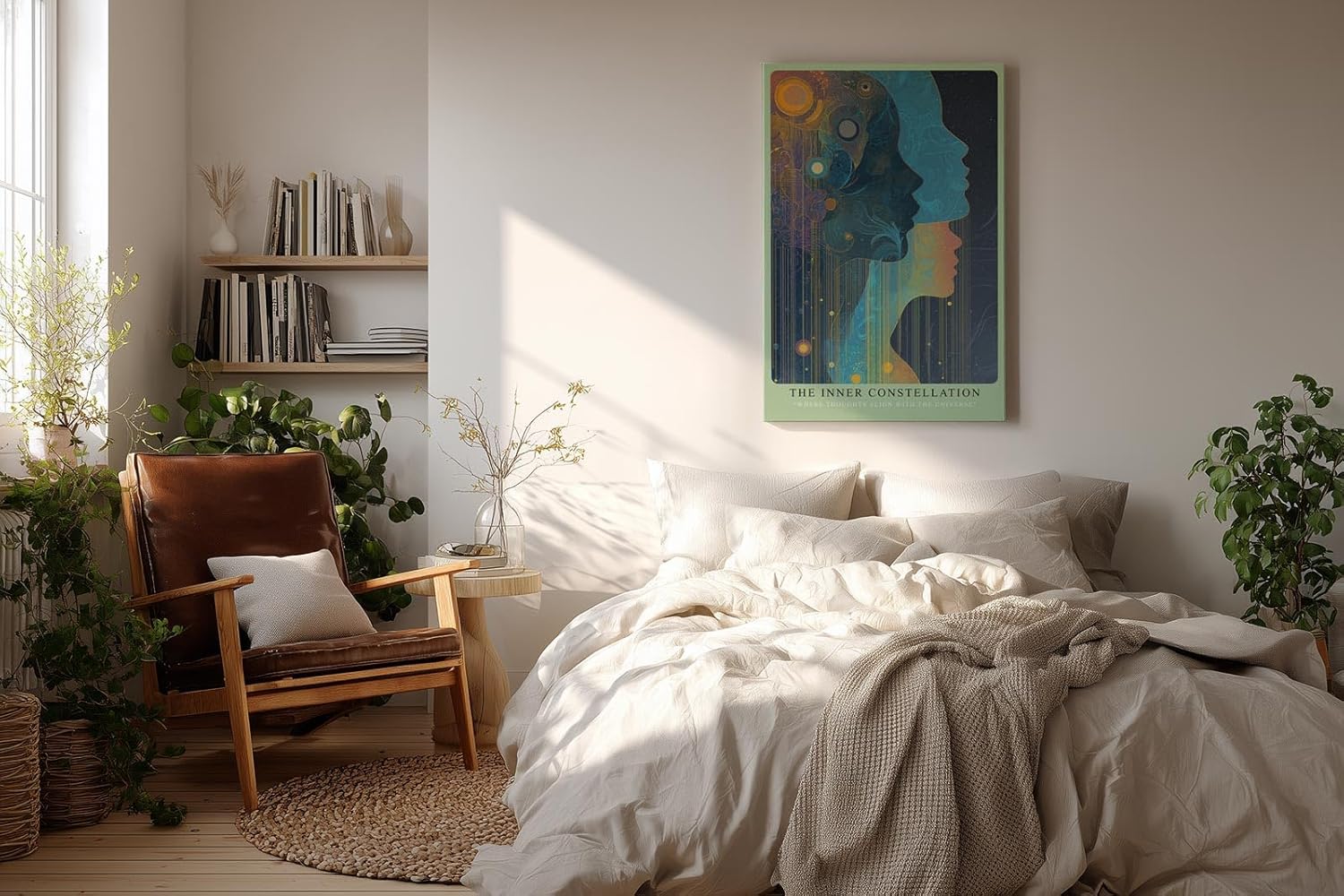 Paul Sinus Wandbild in 40x60cm The Inner Constellation – abstrakte Silhouetten mit kosmischen Mustern, spirituelle Kunst in intensiven Farbtönen