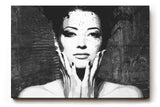 Sinus Art Wandbild 120x80cm Stilisiertes Frauenporträt mit intensivem Ausdruck und künstlerischer Bearbeitung