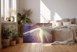 Sinus Art Wandbild 120x80cm Gigantische Hochhäuser treffen auf strahlenden Himmel im vertikalen Blickwinkel
