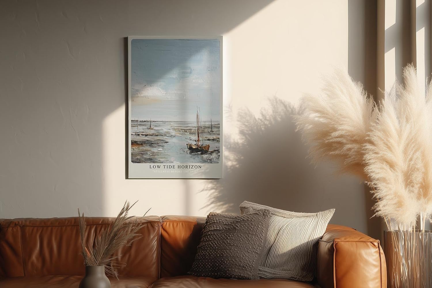 Paul Sinus Wandbild in 40x60cm Segelboote bei Ebbe – maritimes Ölgemälde mit ruhiger Küstenstimmung für entspannende Wohnraumgestaltung