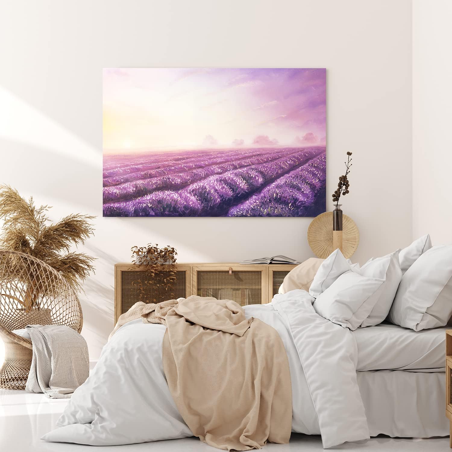 Paul Sinus Wandbild 120x80cm Lavendel Blumen Violett Lavendelfeld Abstrakt Kunstvoll