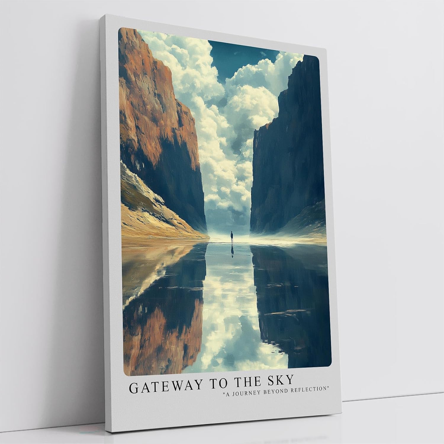 Paul Sinus Leinwandbild 80x120cm monumentale Felslandschaft mit spektakulärer Himmelsreflexion – kunstvolles Leinwandbild für moderne Raumgestaltung