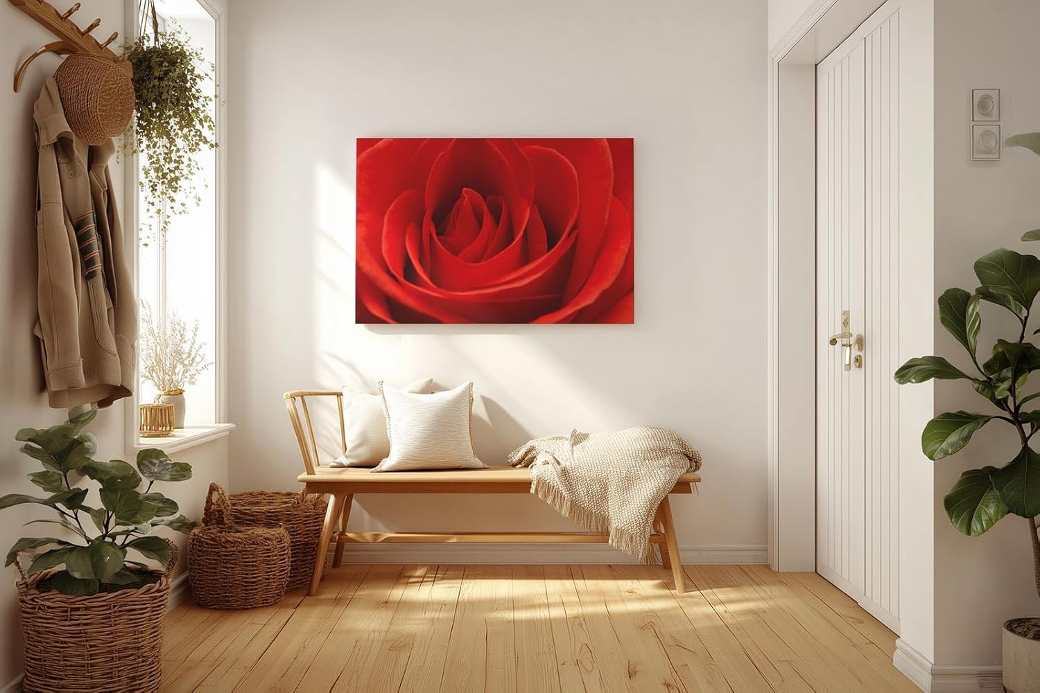 Sinus Art Wandbild 120x80cm Die samtige Struktur der roten Blütenblätter verleiht Tiefe und sinnliche Wirkung