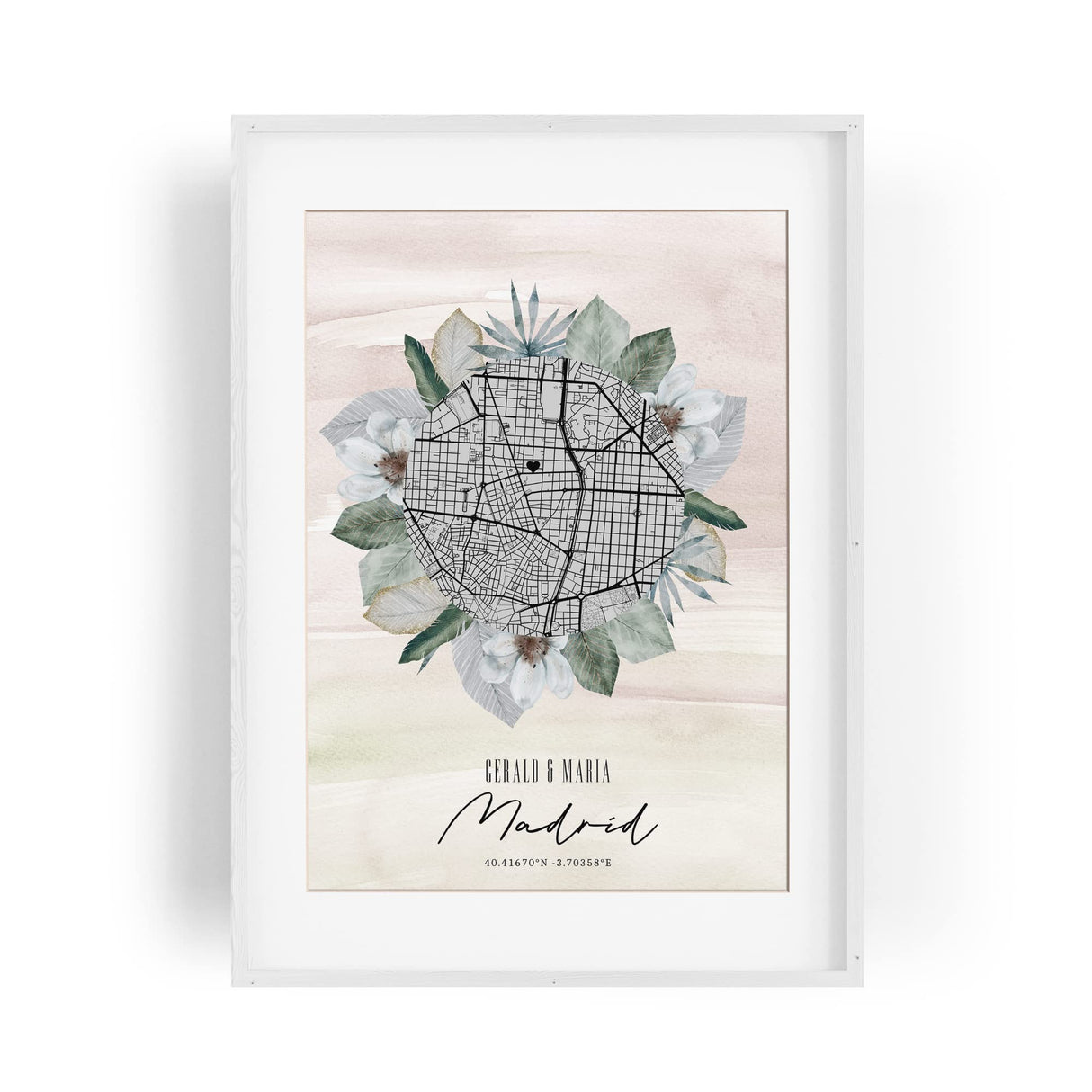 Paul Sinus Bilderrahmen individuell personalisiert mit deinen GPS Koordinaten und Namen. 30cm x 42cm Holz Wechselrahmen mit Glas und Passepartout. Einzigartige Geschenkidee. (ohne Rahmen)