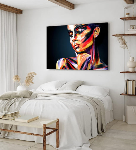 Wandbild 120x80cm Porträt einer jungen Frau Make Up Farbenfroh Kunstvoll