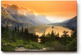 Sinus Art Wandbild 120x80cm Malerische Berglandschaft mit Sonnenuntergang und reflektierendem See