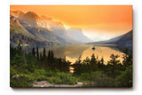 Sinus Art Wandbild 120x80cm Malerische Berglandschaft mit Sonnenuntergang und reflektierendem See
