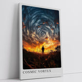 Paul Sinus Leinwandbild 60x90cm Cosmic Vortex Leinwandbild atemberaubende Landschaft mit spiralförmigem Himmel und Silhouette im Sonnenuntergang