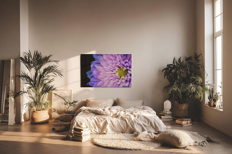 Sinus Art Wandbild 120x80cm Makro einer geöffneten Blüte – fesselnde Struktur mit leuchtendem Zentrum