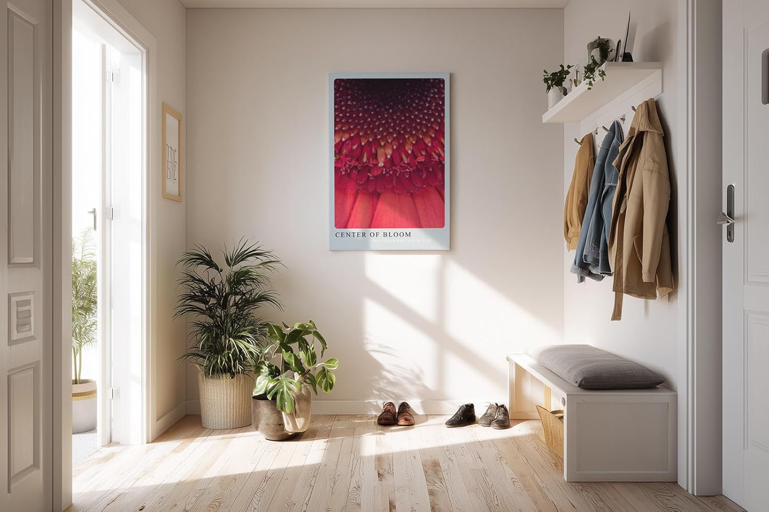 Paul Sinus Kunstdruck 40x60cm Center of Bloom – Makroaufnahme einer roten Blüte mit faszinierender Struktur und Tiefe