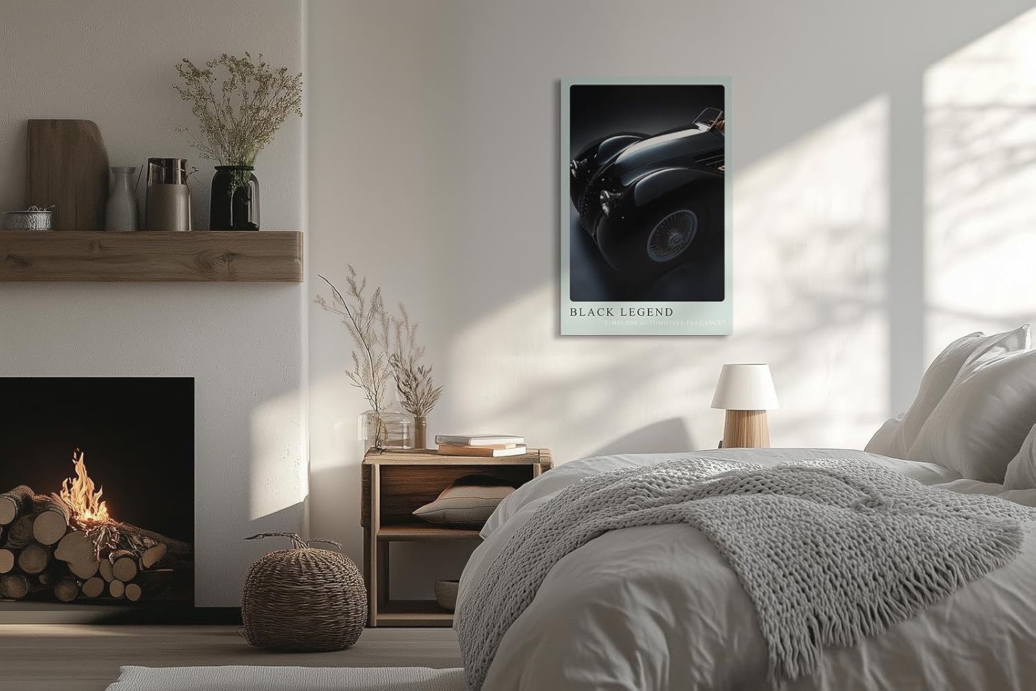 Paul Sinus Leinwandbild 80x120cm Leinwandbild Black Legend klassische Automobilkunst zeitlose Eleganz glänzende Perfektion stilvolle Ästhetik Luxusauto