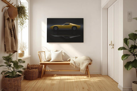 Sinus Art Wandbild 120x80cm Eindrucksvolles Seitenprofil eines ikonischen Sportwagens für stilvolle Akzente in Wohn- und Arbeitsräumen