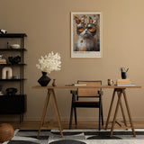 Paul Sinus Leinwandbild 80x120cm The Cool Cat Leinwandbild stilvolle Katze mit goldener Sonnenbrille und Schmetterlingen kreative Kunst mit Vintage-Ästhetik
