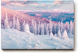 Sinus Art Wandbild 120x80cm Pastellfarbene Winterlandschaft mit verschneiten Bäumen und stiller Weite