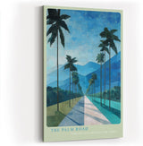 Paul Sinus Wandbild in 40x60cm The Palm Road mit malerischen Palmen und blauem Gebirgsblick in endloser Tiefe für stilvolle Raumgestaltung