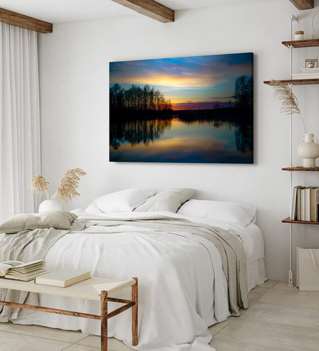 Paul Sinus Wandbild 120x80cm Abenddämmerung über ein See Natur Sonnenuntergang