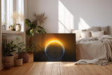 Sinus Art Wandbild 120x80cm Die aufgehende Sonne hinter der Erde erzeugt ein imposantes Lichtspiel im All