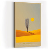 Paul Sinus Wandbild in 40x60cm Baum auf goldgelbem Feld mit Sonne – minimalistisches Landschaftsmotiv für moderne Raumgestaltung