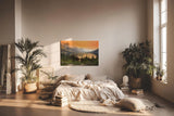 Sinus Art Wandbild 120x80cm Malerische Berglandschaft mit Sonnenuntergang und reflektierendem See
