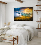 Paul Sinus Wandbild 120x80cm Alpen Nebel Berge Wolken Landschaft Wiese